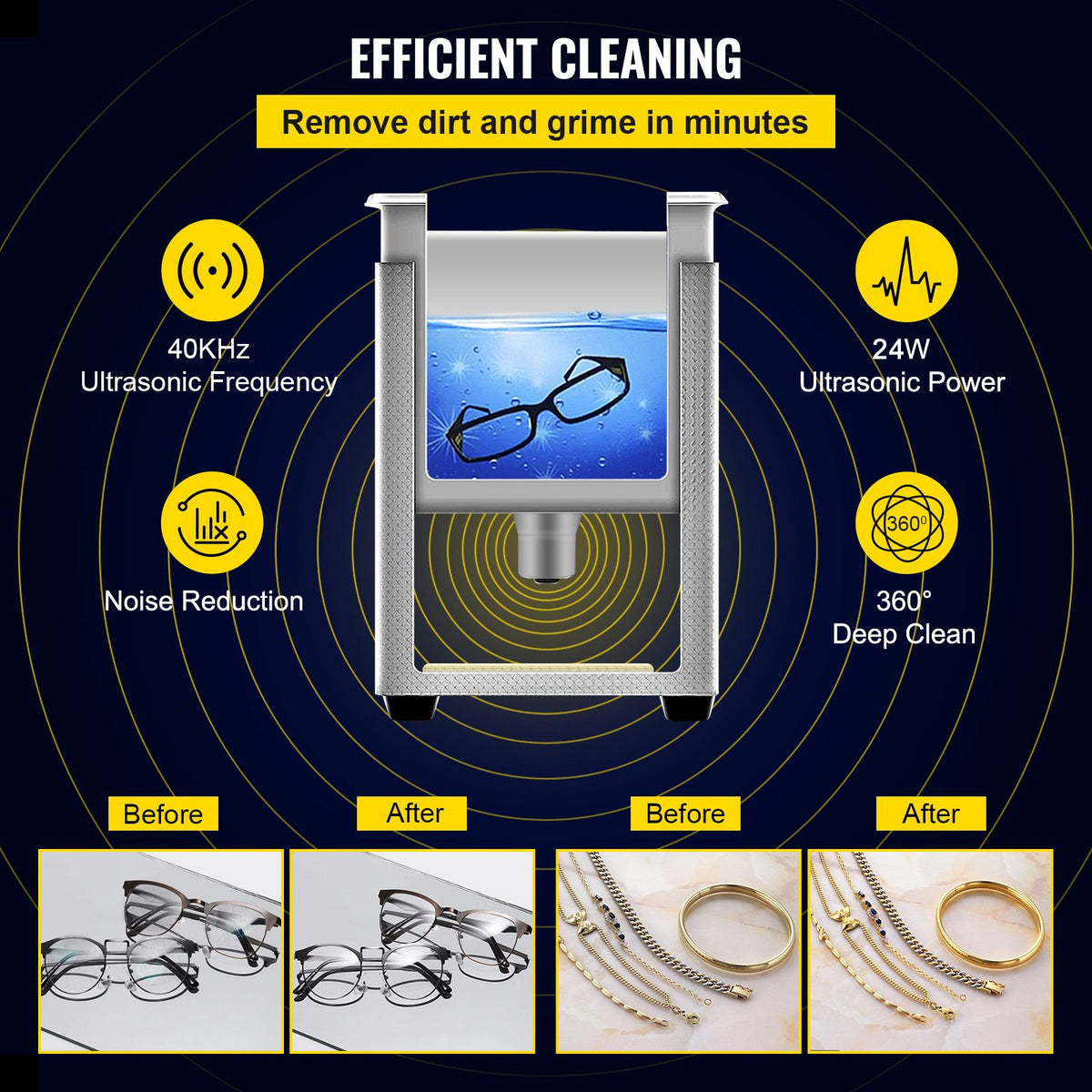 0.8L Ultrasonic Cleaner – 304 Stainless Steel 40kHz Digital Timer
