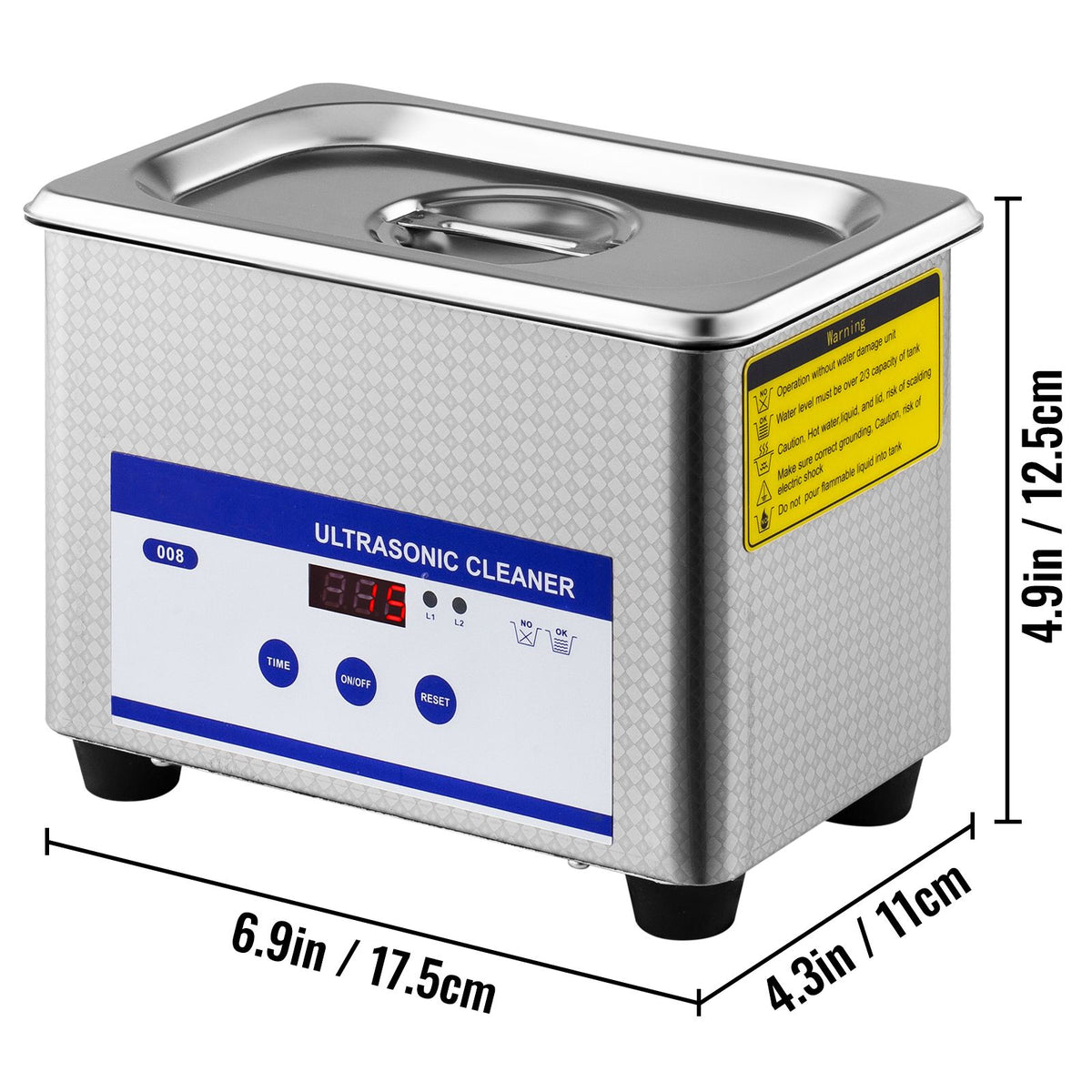 0.8L Ultrasonic Cleaner – 304 Stainless Steel 40kHz Digital Timer