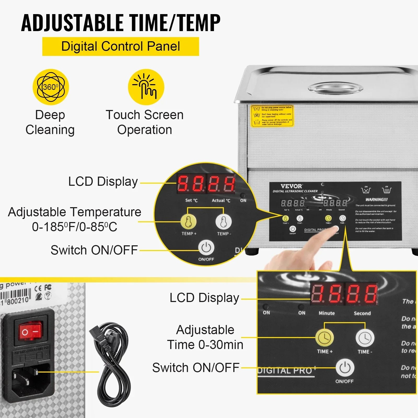 Digital Ultrasonic Cleaner 3L Ultrasonic Cleaning Machine 220V 50kHz Sonic Cleaner Machine 304 Stainless Steel Ultrasonic Cleaner Machine with Heater and Timer for Cleaning Jewelry Glasses Watch