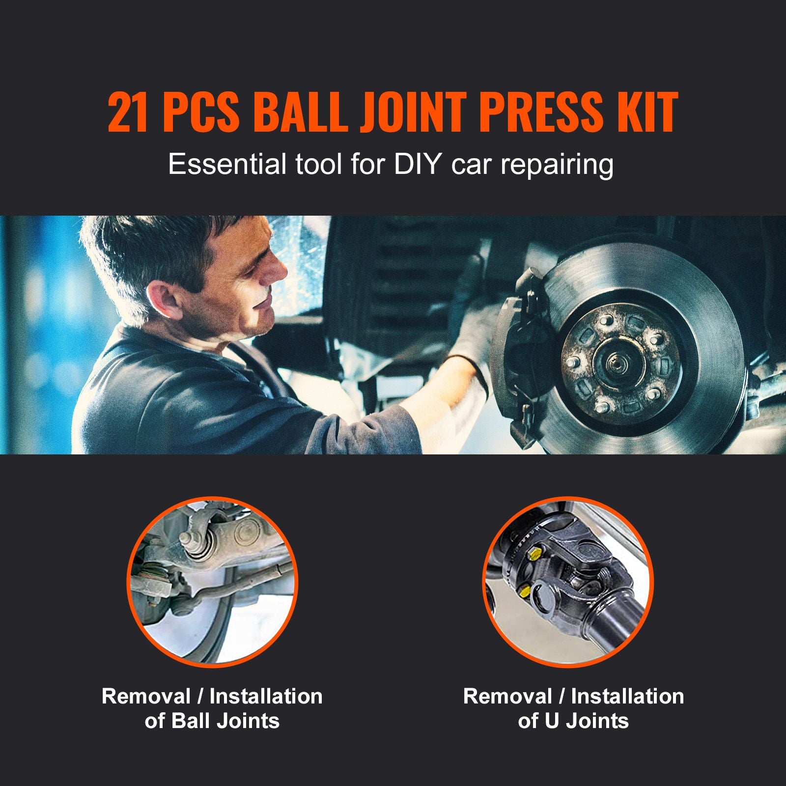 21PCS Ball Joint Press Kit C-Frame Tool Set for 2WD 4WD Vehicle Repair