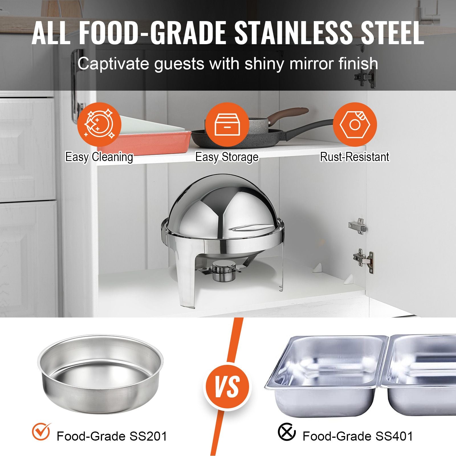 5.5L Roll Top Chafing Dish Buffet Set 2 Pack Stainless Steel Food Warmer