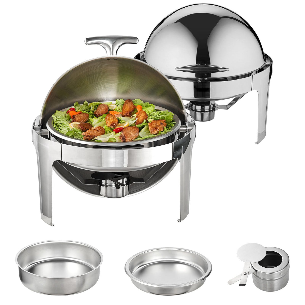 5.5L Roll Top Chafing Dish Buffet Set 2 Pack Stainless Steel Food Warmer