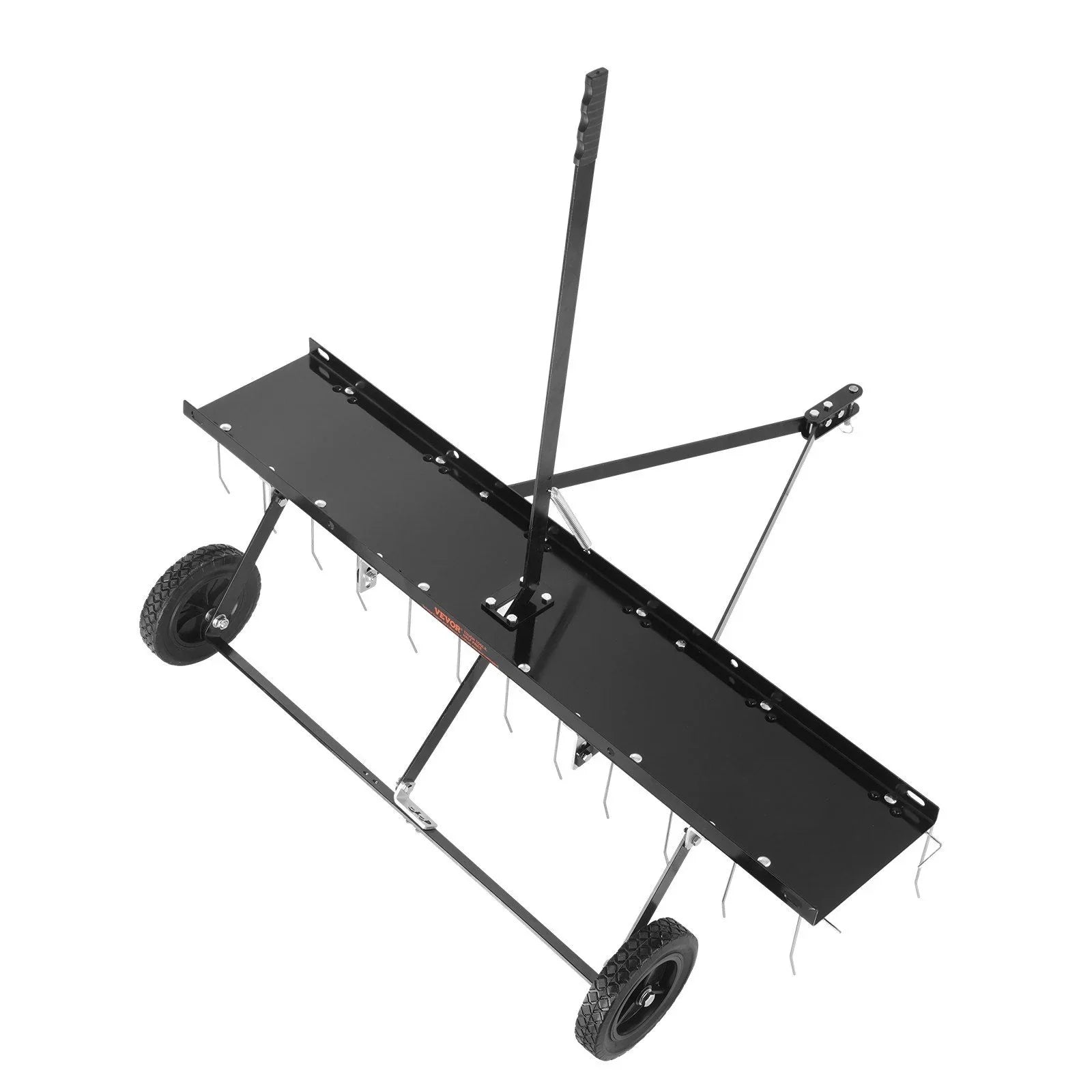 Tow Behind Dethatcher, 1219mm Tow Dethatcher with 24 Spring Steel Tines, Lawn Dethatcher Rake for ATV or Mower, Tow Behind Lawn Rake with Lift Handle for Garden Farm Grass