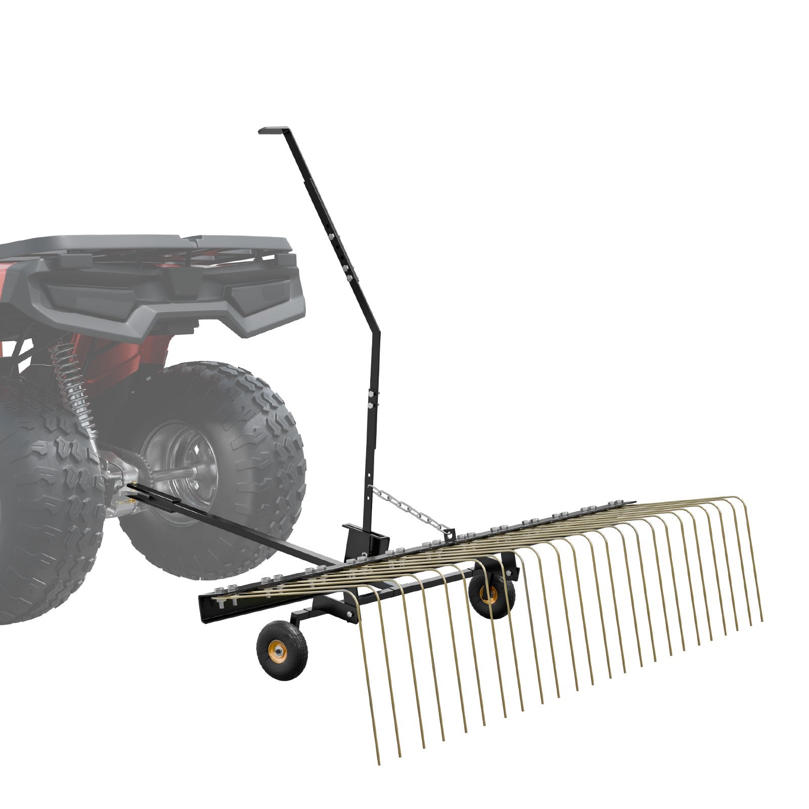 Tow Behind Dethatcher, 1.5m Tow Dethatcher with 24 Steel Tines, Lawn Dethatcher Rake for ATV or Mower, Tow Behind Lawn Rake with Lift Handle for Leaves, Pine Needles, and Grass