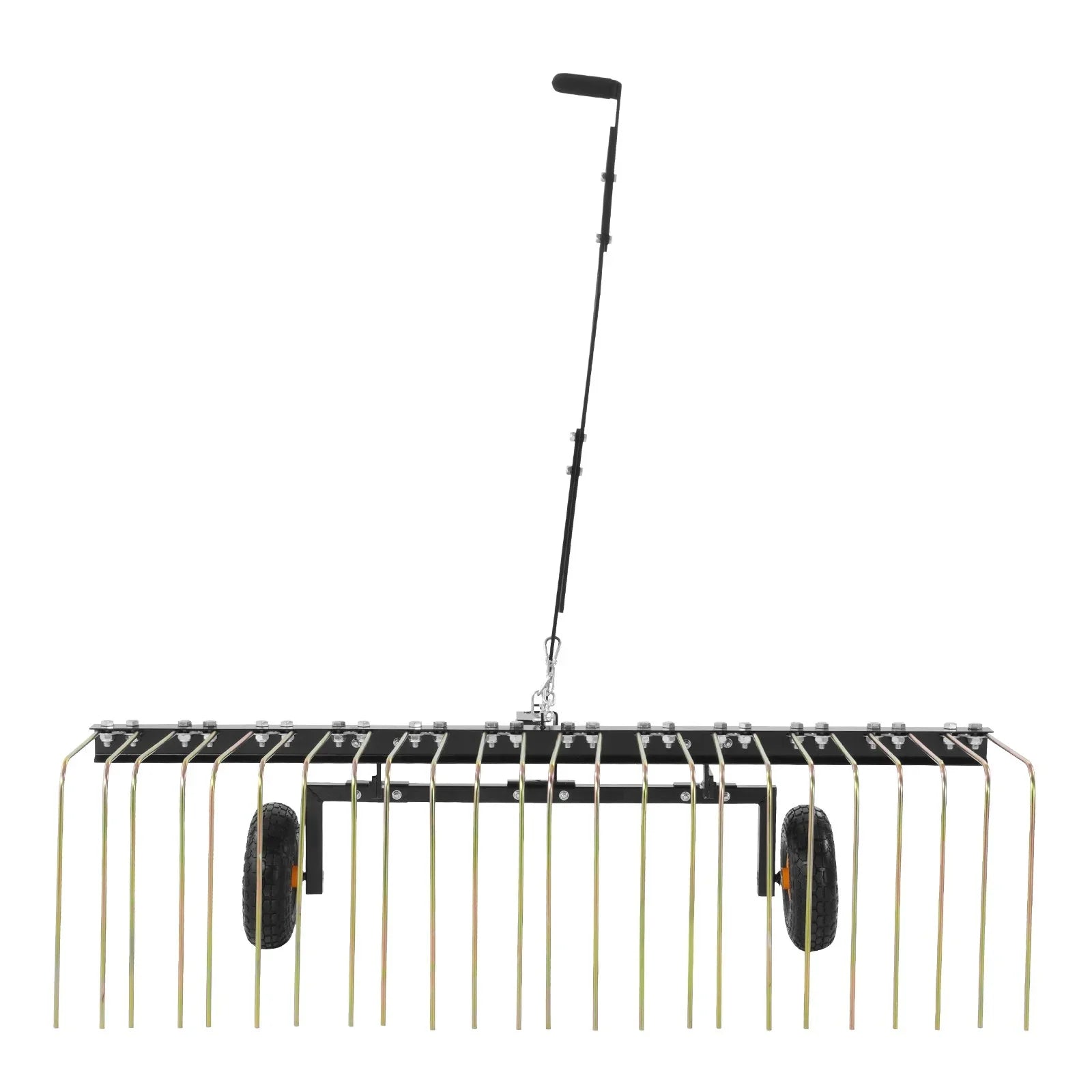 Tow Behind Dethatcher, 1.5m Tow Dethatcher with 24 Steel Tines, Lawn Dethatcher Rake for ATV or Mower, Tow Behind Lawn Rake with Lift Handle for Leaves, Pine Needles, and Grass