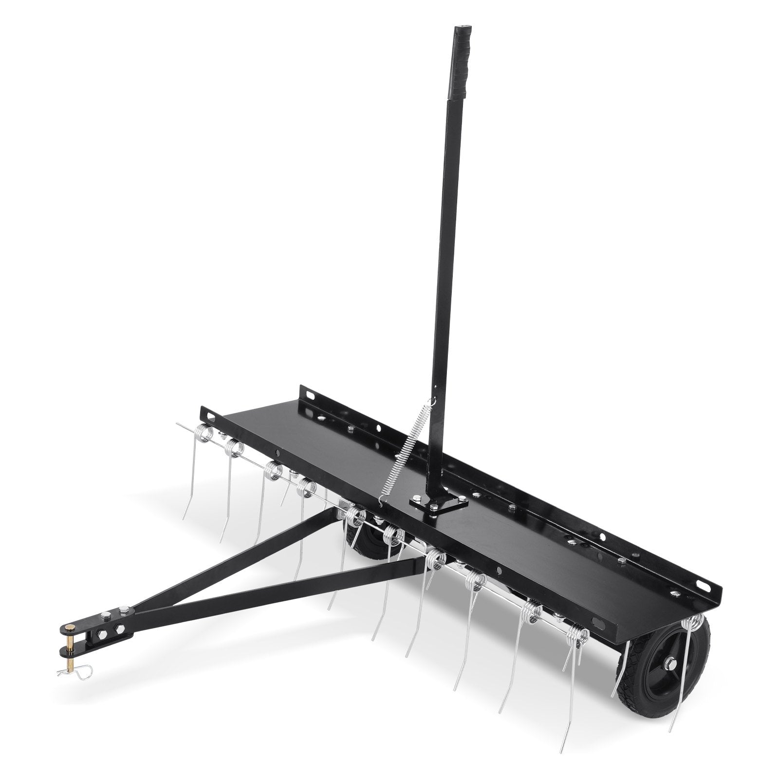 Tow Behind Dethatcher, 1015mm Tow Dethatcher with 20 Spring Steel Tines, Lawn Dethatcher Rake for ATV or Mower, Tow Behind Lawn Rake with Lift Handle for Garden Farm Grass