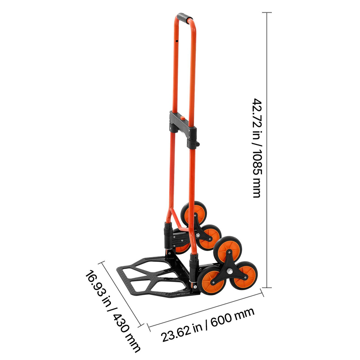 54kg Stair Climbing Cart Folding Trolley Dolly with 6 Wheels & Handle