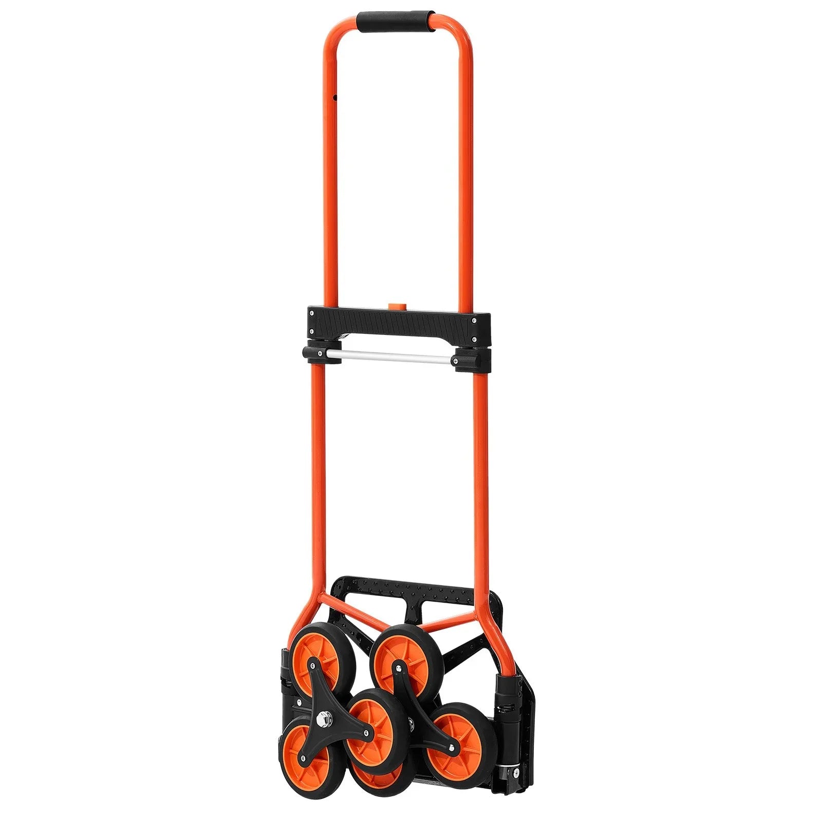 Stair Climbing Cart, 54 kg Stair-Climbing Capacity, Portable Folding Trolley Cart with Telescoping Handle, 6 Wheels and 2 Bungee Cords, Stair Climber Dolly for Home, Groceries, Warehouse