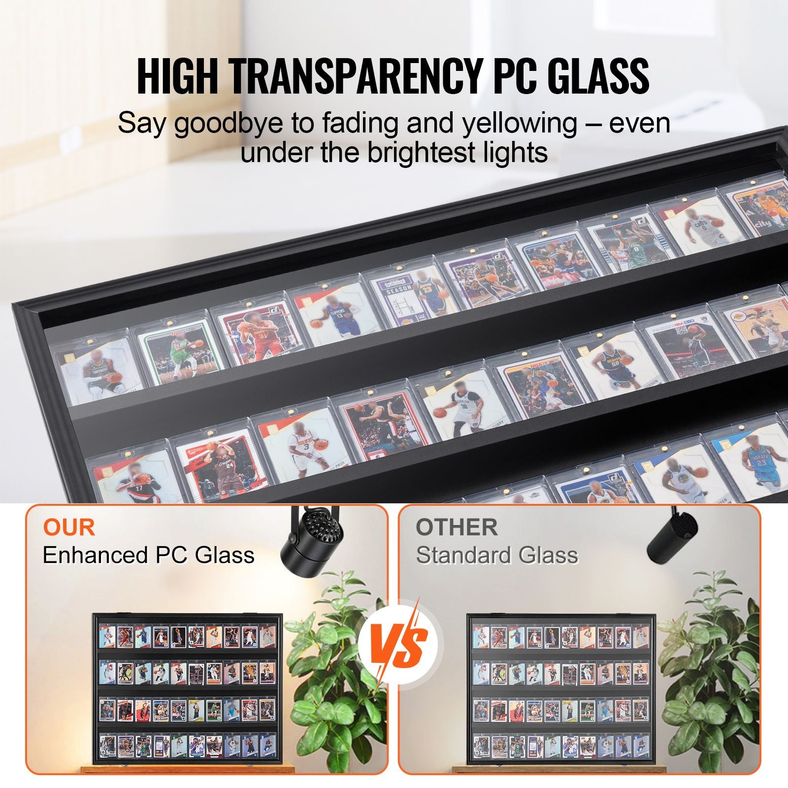 36 Card Display Case with UV Protection Lockable Sports Card Frame