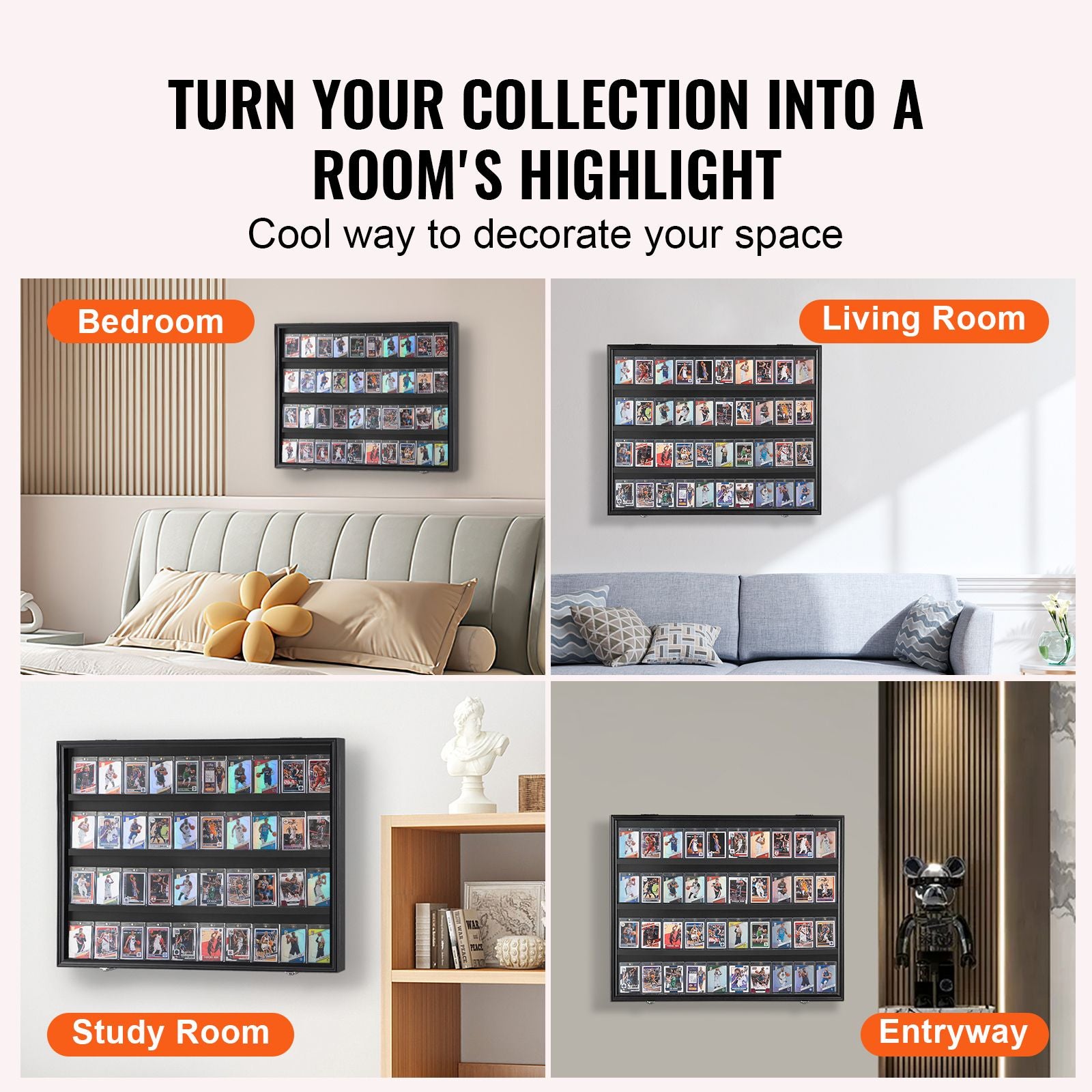 36 Card Display Case with UV Protection Lockable Sports Card Frame