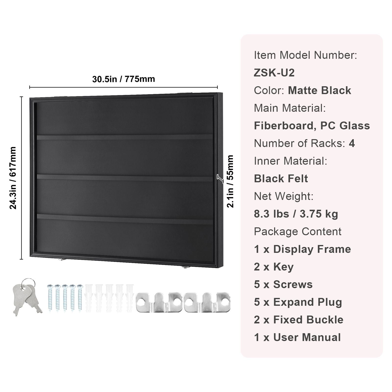 36 Card Display Case with UV Protection Lockable Sports Card Frame