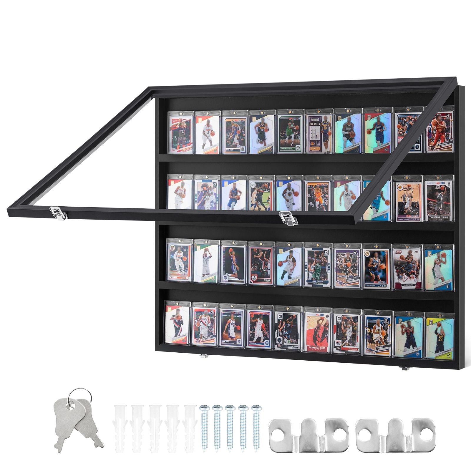 36 Card Display Case with UV Protection Lockable Sports Card Frame