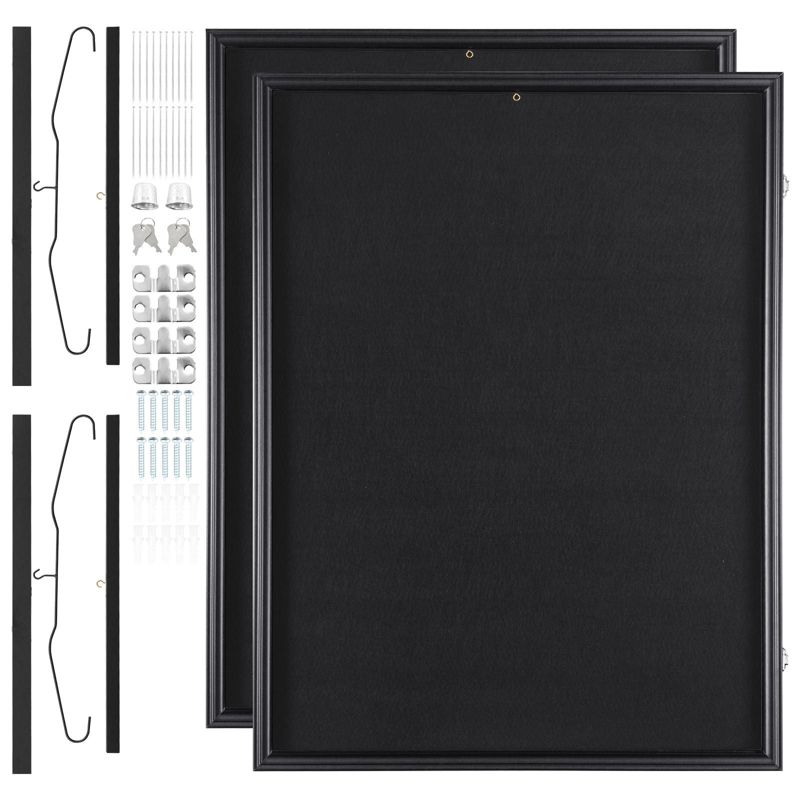 2PC Jersey Display Frame Case 23x31 Inch Lockable Sports Shadow Box Black