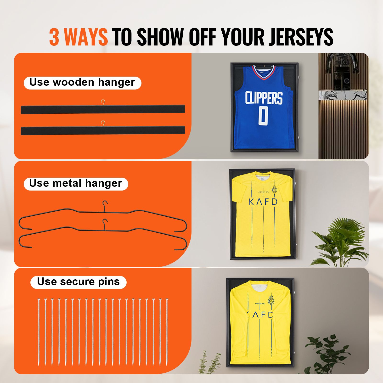 2PC Jersey Display Frame Case 23x31 Inch Lockable Sports Shadow Box Black
