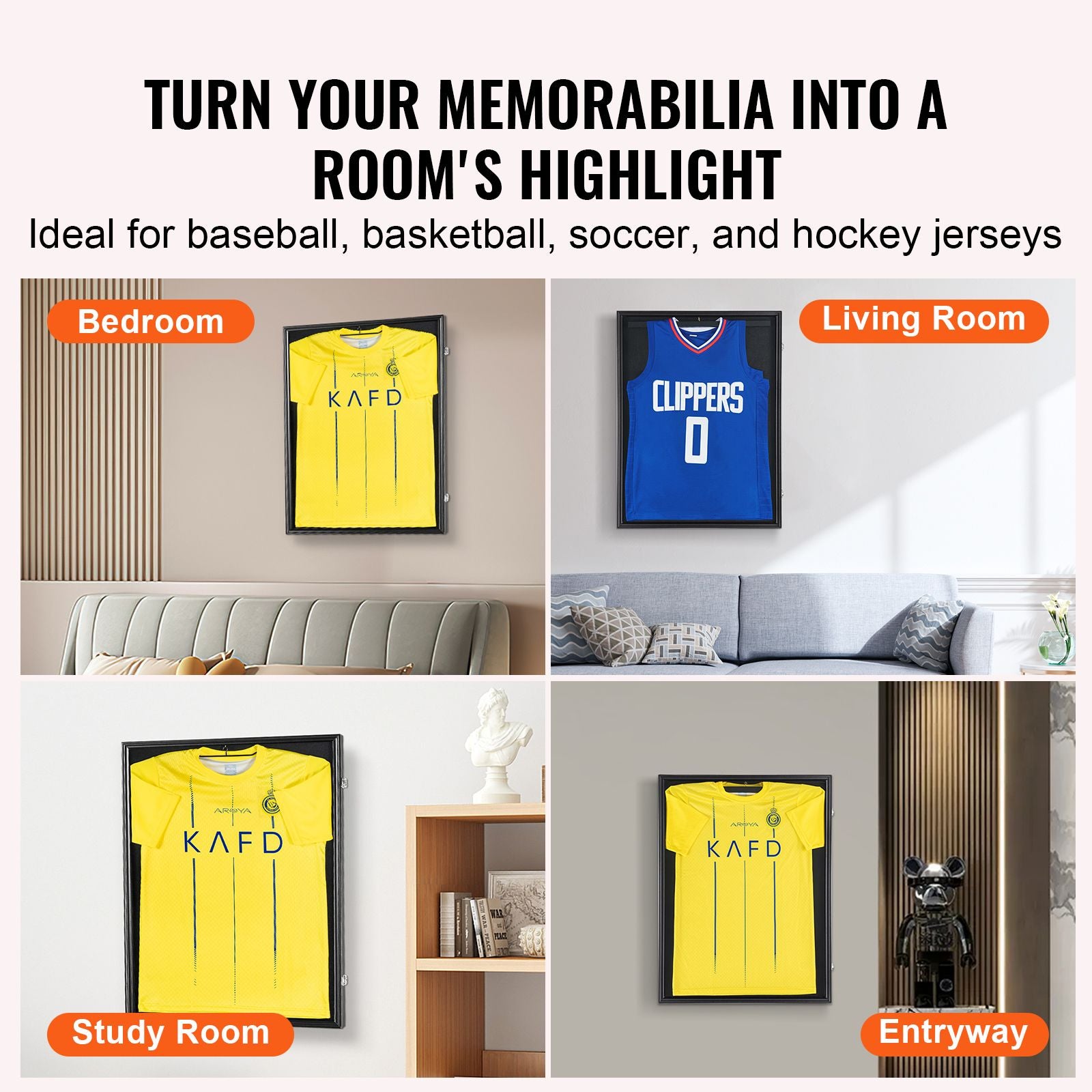 2PC Jersey Display Frame Case 23x31 Inch Lockable Sports Shadow Box Black