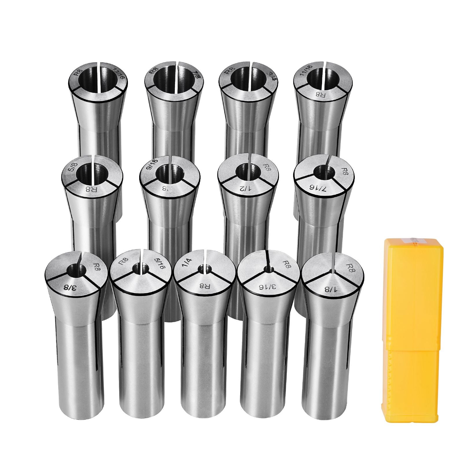 13pcs R8 Collet Chuck Set 1/8"-7/8" Precision Milling Machine Kit
