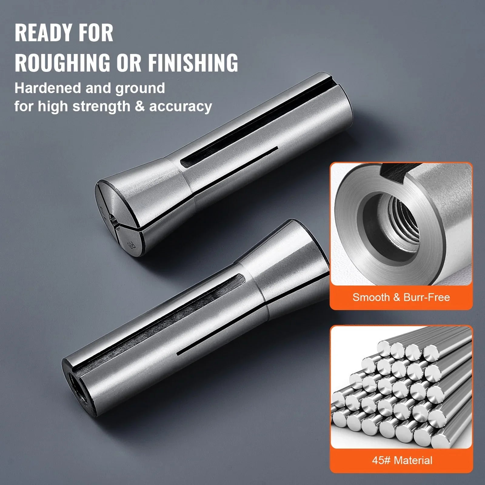13 pcs Precision R8 Collet Set, 1/8'' - 7/8'', 45# Mill Collet Chuck 0.0012