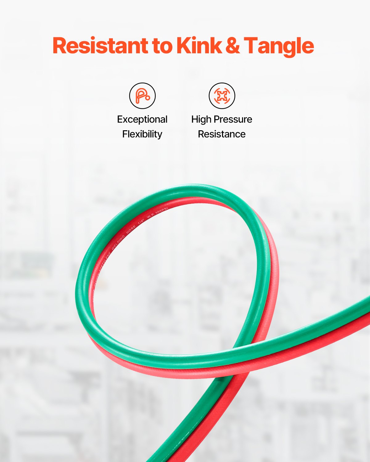 Oxygen Acetylene Hose, 1/4-Inch x 50FT Oxy Acetylene Hose with 9/16