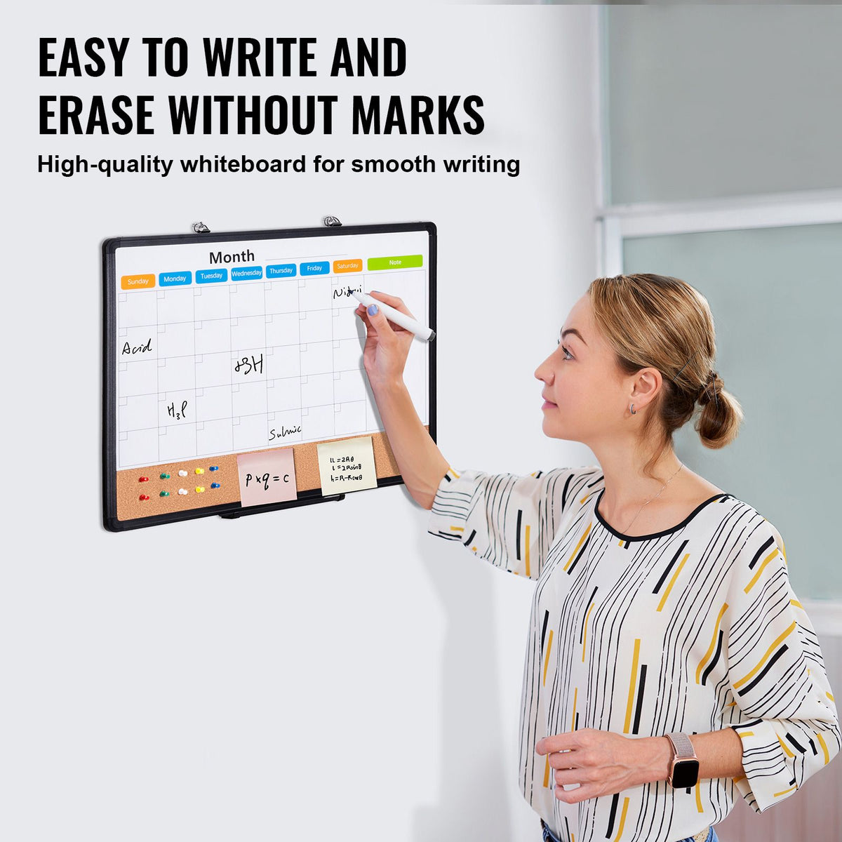 24x18 Monthly Calendar Whiteboard & Cork Board Combo Magnetic Wall Board