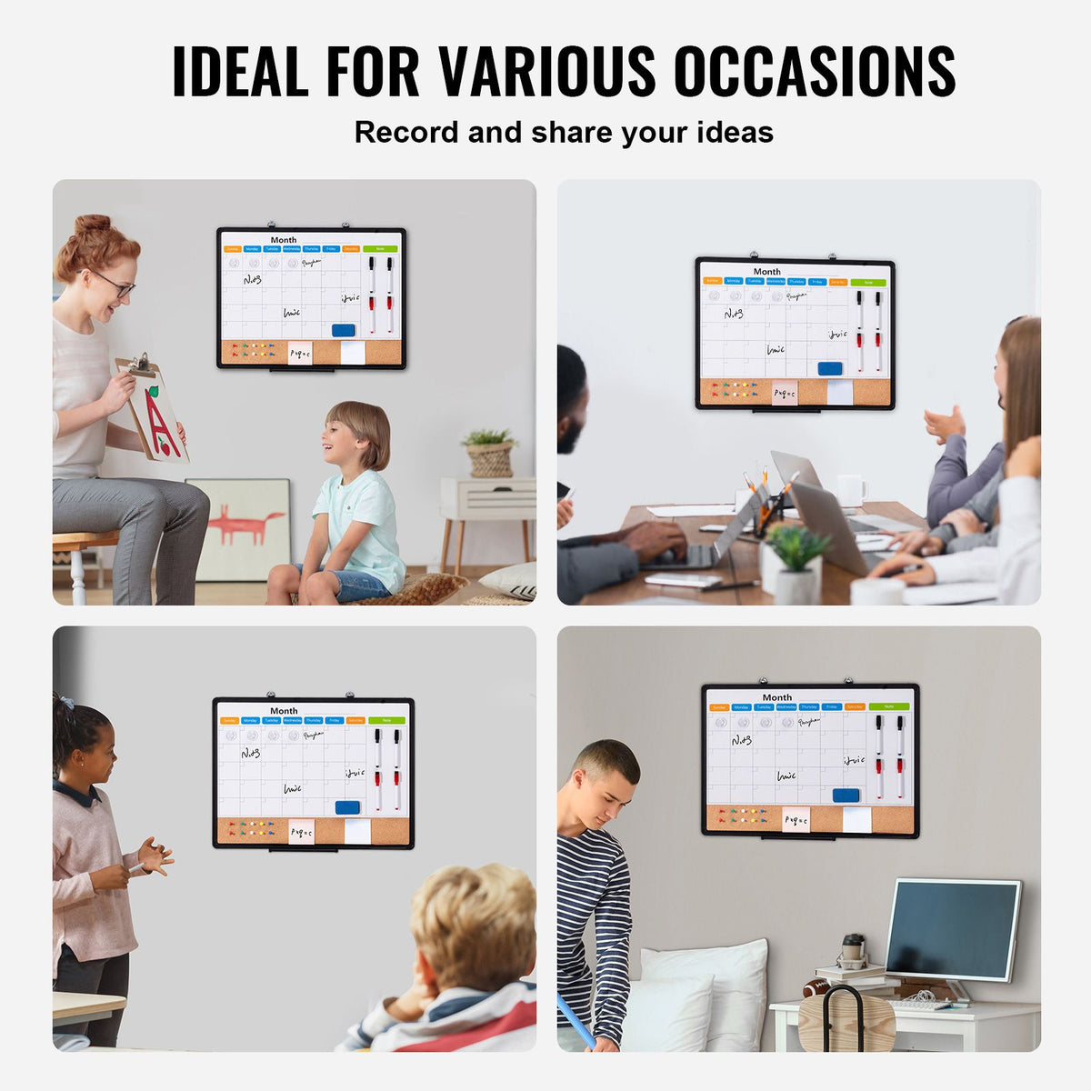 24x18 Monthly Calendar Whiteboard & Cork Board Combo Magnetic Wall Board