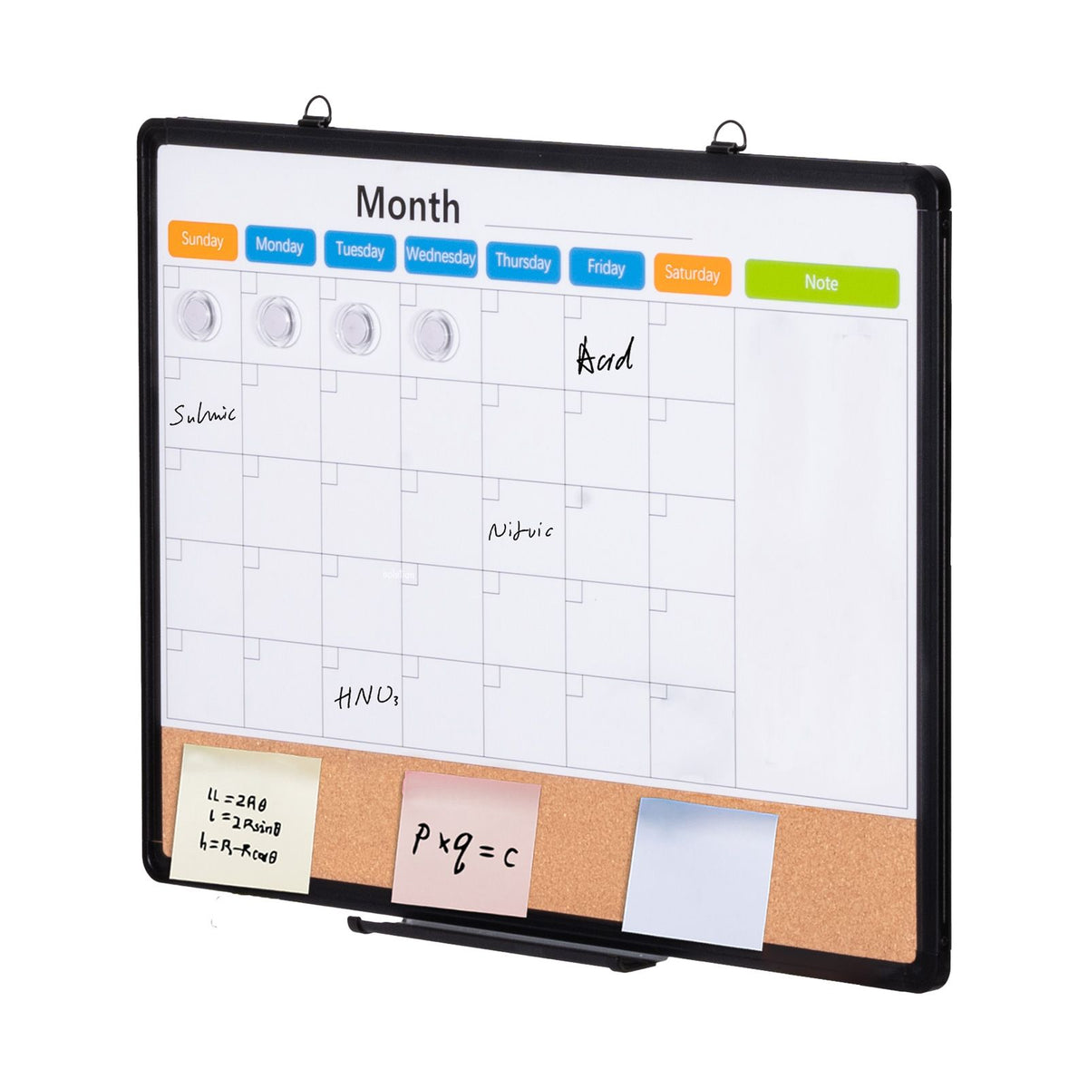 24x18 Monthly Calendar Whiteboard & Cork Board Combo Magnetic Wall Board