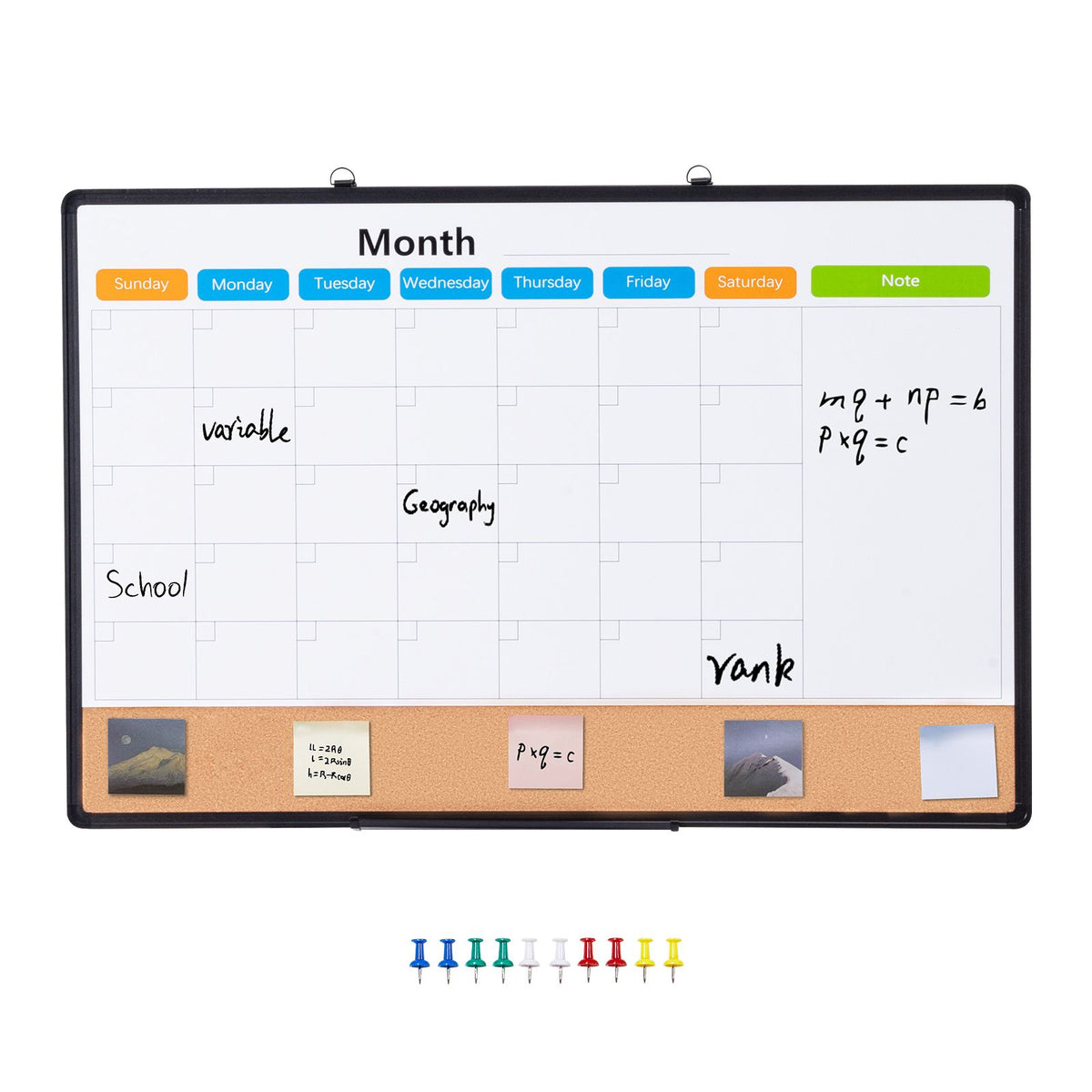 36x24 Monthly Calendar Whiteboard & Cork Board Combo Magnetic Wall Board