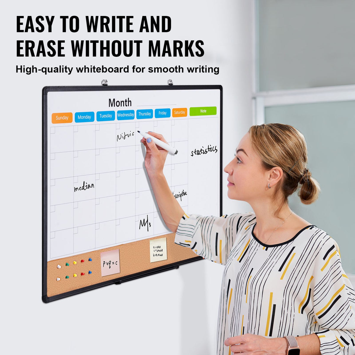 36x24 Monthly Calendar Whiteboard & Cork Board Combo Magnetic Wall Board