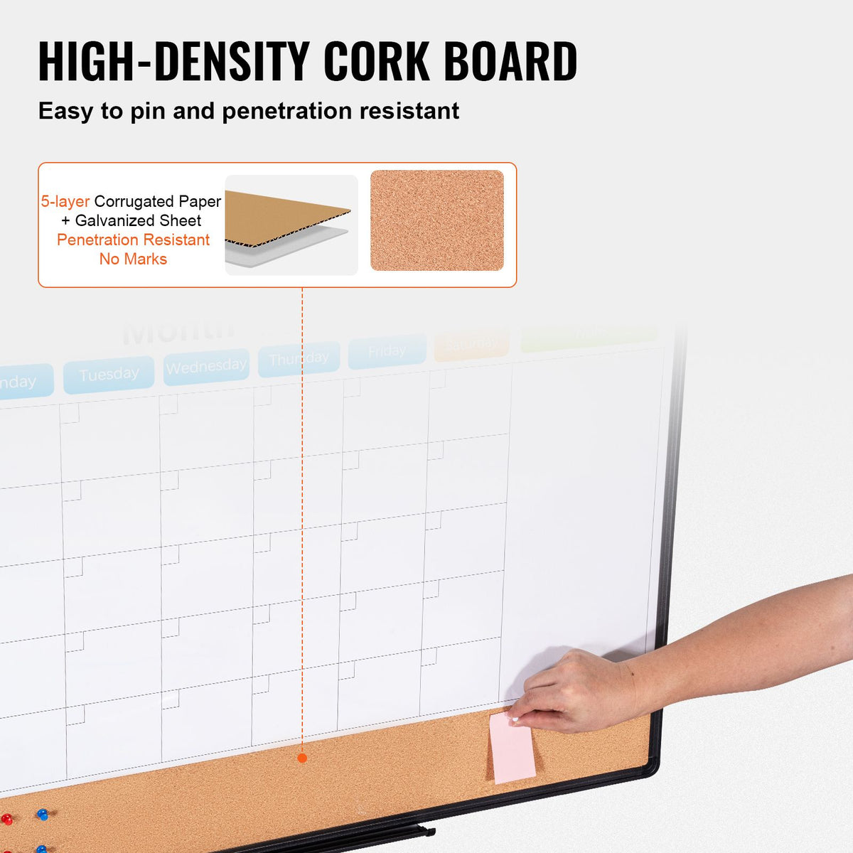 36x24 Monthly Calendar Whiteboard & Cork Board Combo Magnetic Wall Board