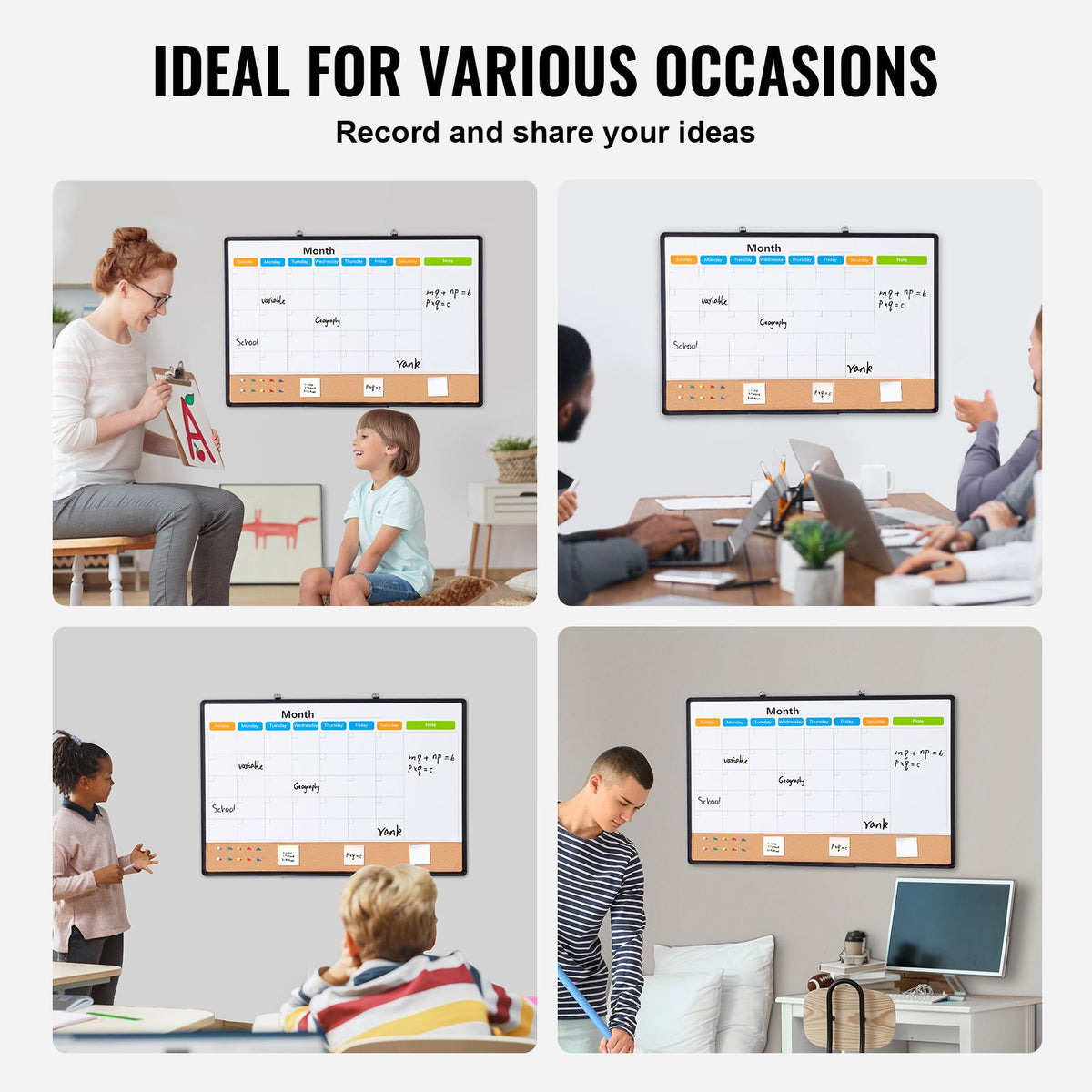 36x24 Monthly Calendar Whiteboard & Cork Board Combo Magnetic Wall Board