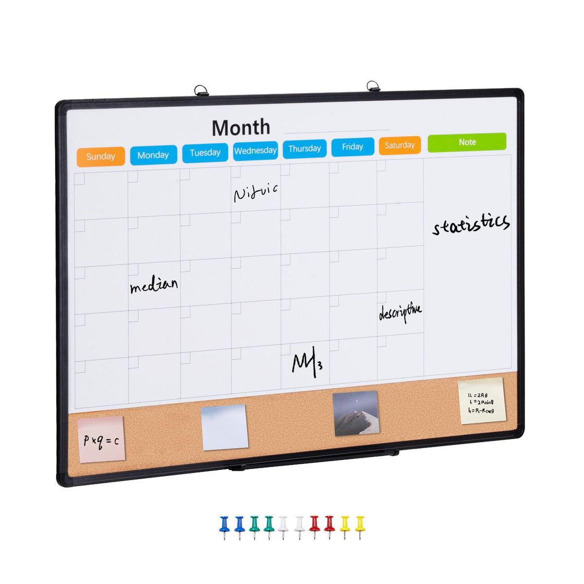 36x24 Monthly Calendar Whiteboard & Cork Board Combo Magnetic Wall Board