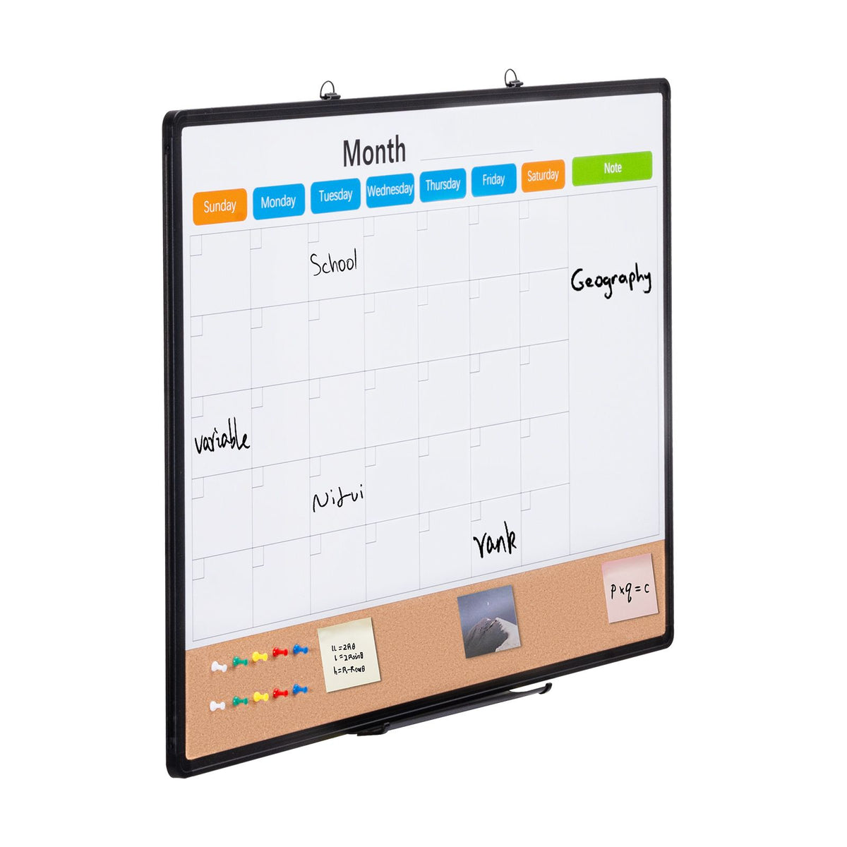 36x24 Monthly Calendar Whiteboard & Cork Board Combo Magnetic Wall Board