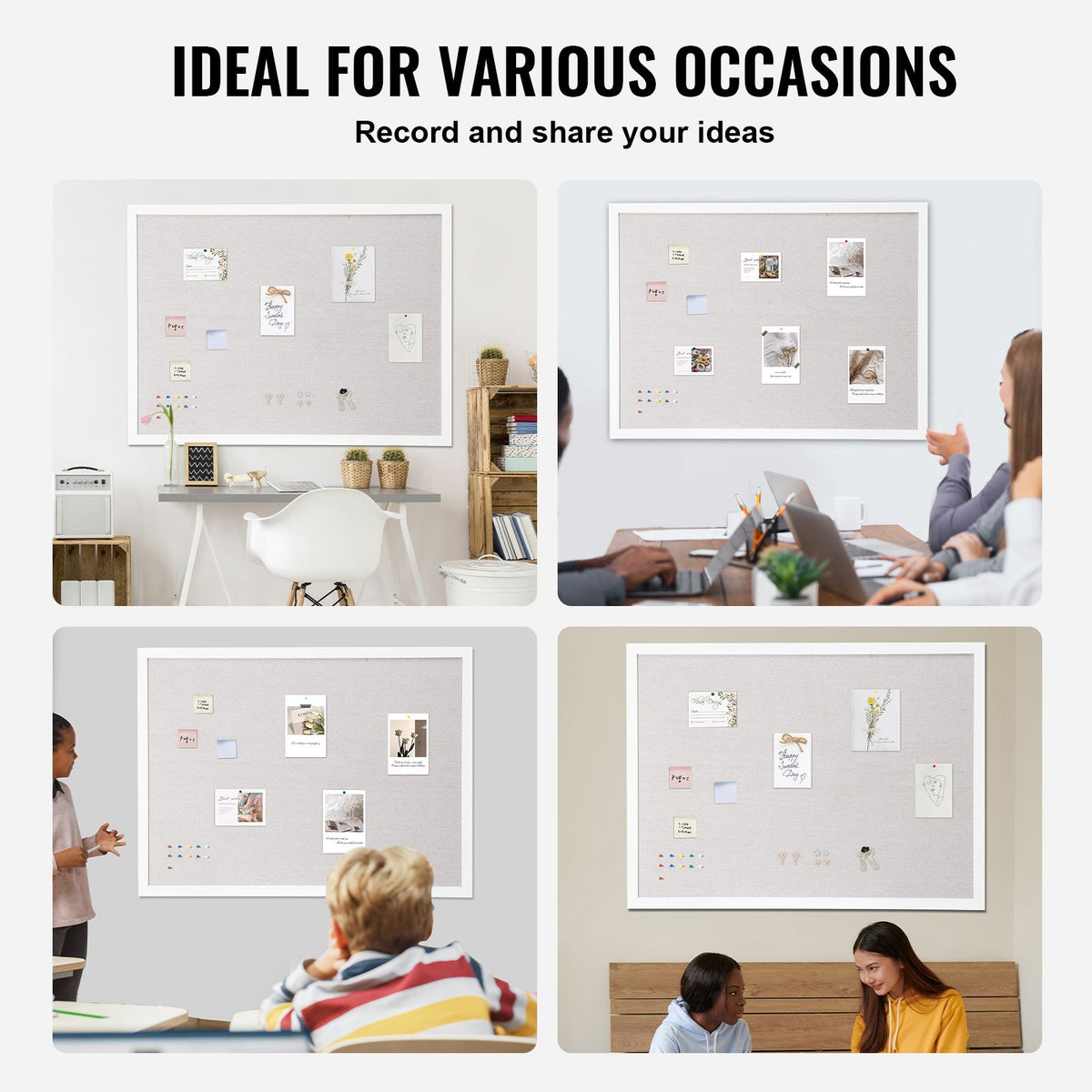 48x36 White Linen Cork Board Wall Bulletin Board Office School