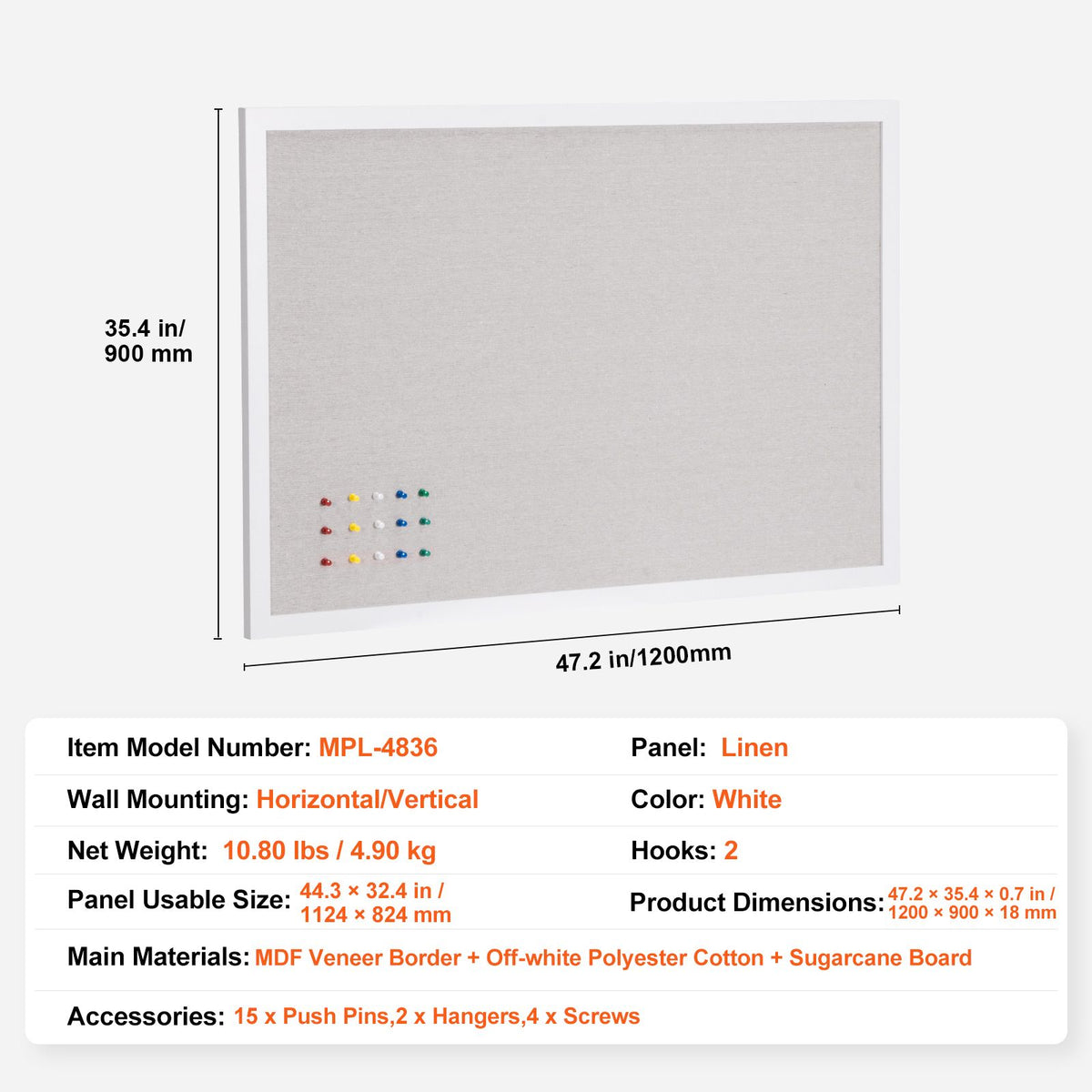 48x36 White Linen Cork Board Wall Bulletin Board Office School
