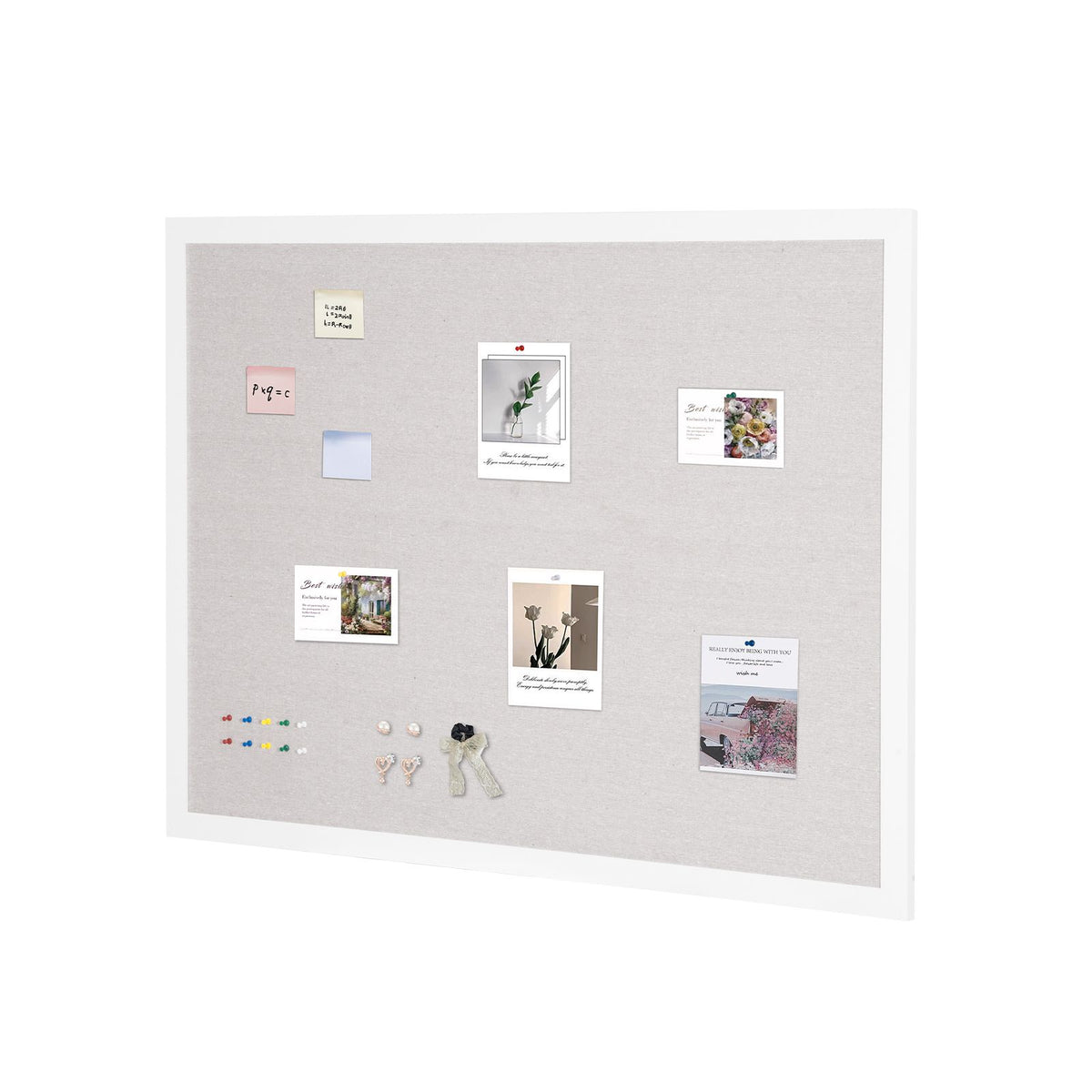 48x36 White Linen Cork Board Wall Bulletin Board Office School