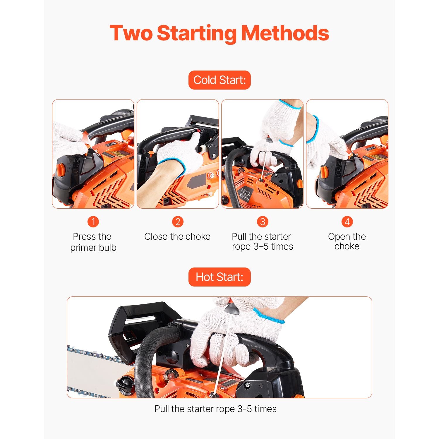 25 cc Gas Chainsaw, 305 mm Gas Powered Chainsaw, 0.75 kW Power Chain Saw with Non-Slip Handle, Gas-Powered Chainsaws with Dual Fuel Tanks, For Wood Cutting, Tree Trimming, and Land Clearing
