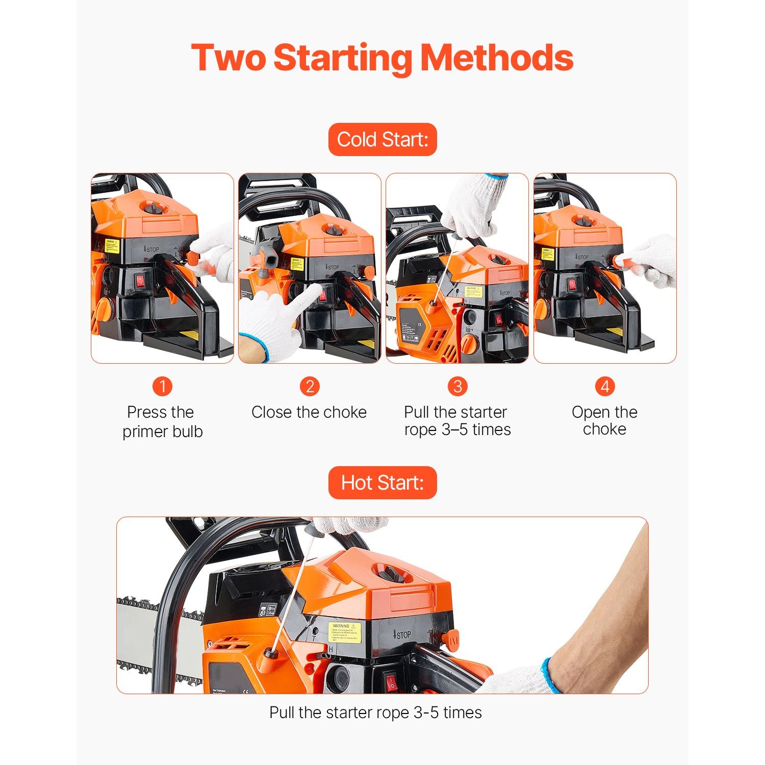 52cc Gas Chainsaw 1.8 kW Gas Powered 455 mm Chainsaw For Wood Cutting