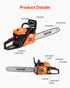 52cc Gas Chainsaw 1.8 kW Gas Powered 455 mm Chainsaw For Wood Cutting