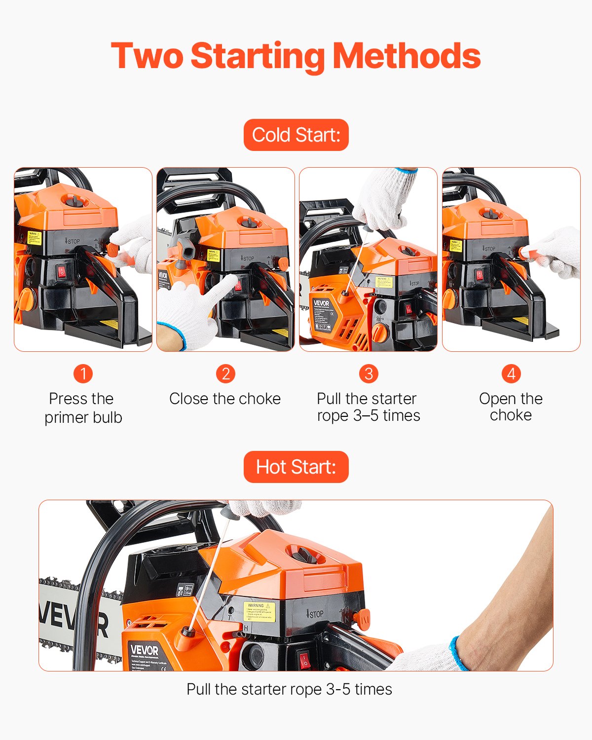 52cc Gas Chainsaw 1.8 kW Gas Powered 455 mm Chainsaw For Wood Cutting