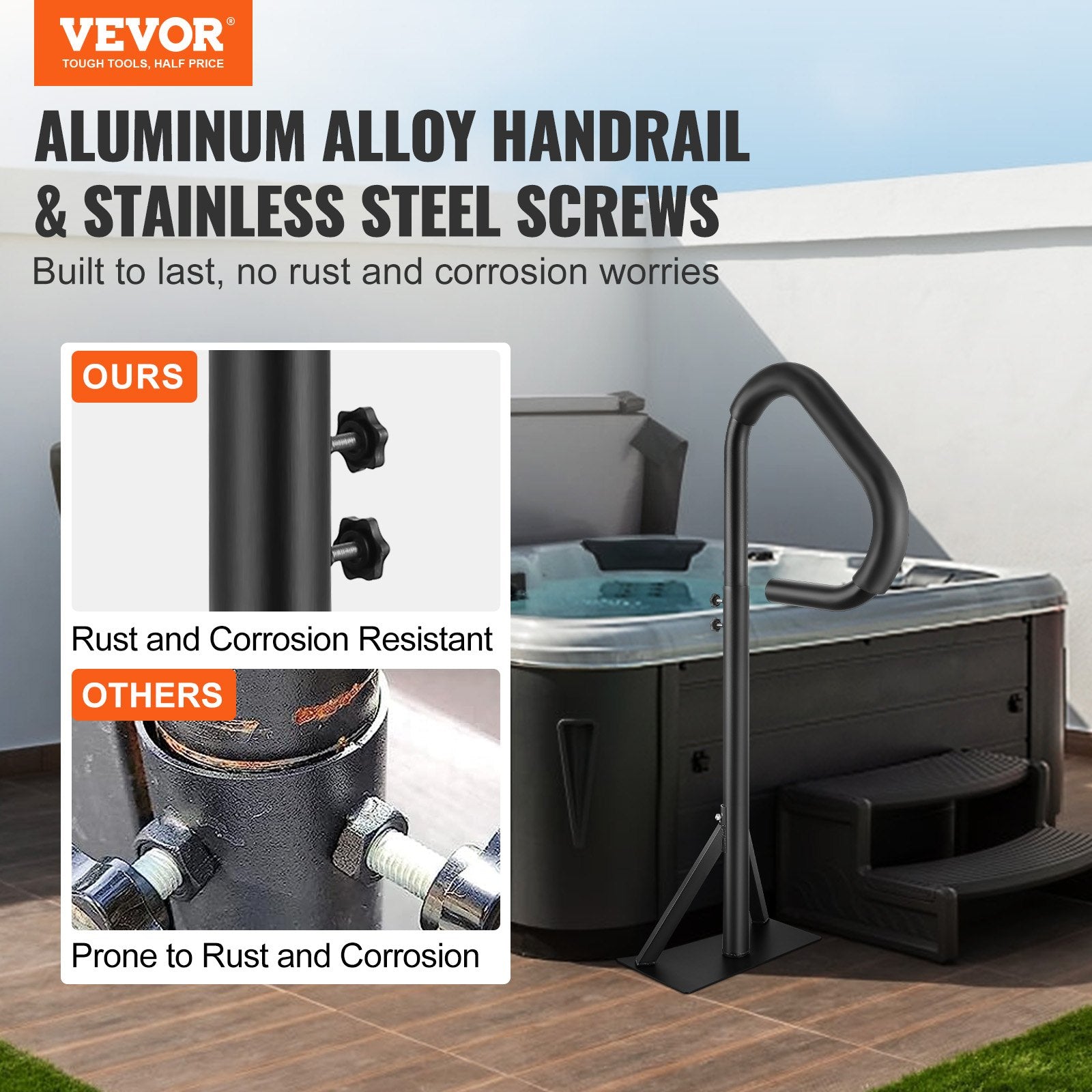 Hot Tub Handrail, 360 Rotatable Spa Side Handrail with 35