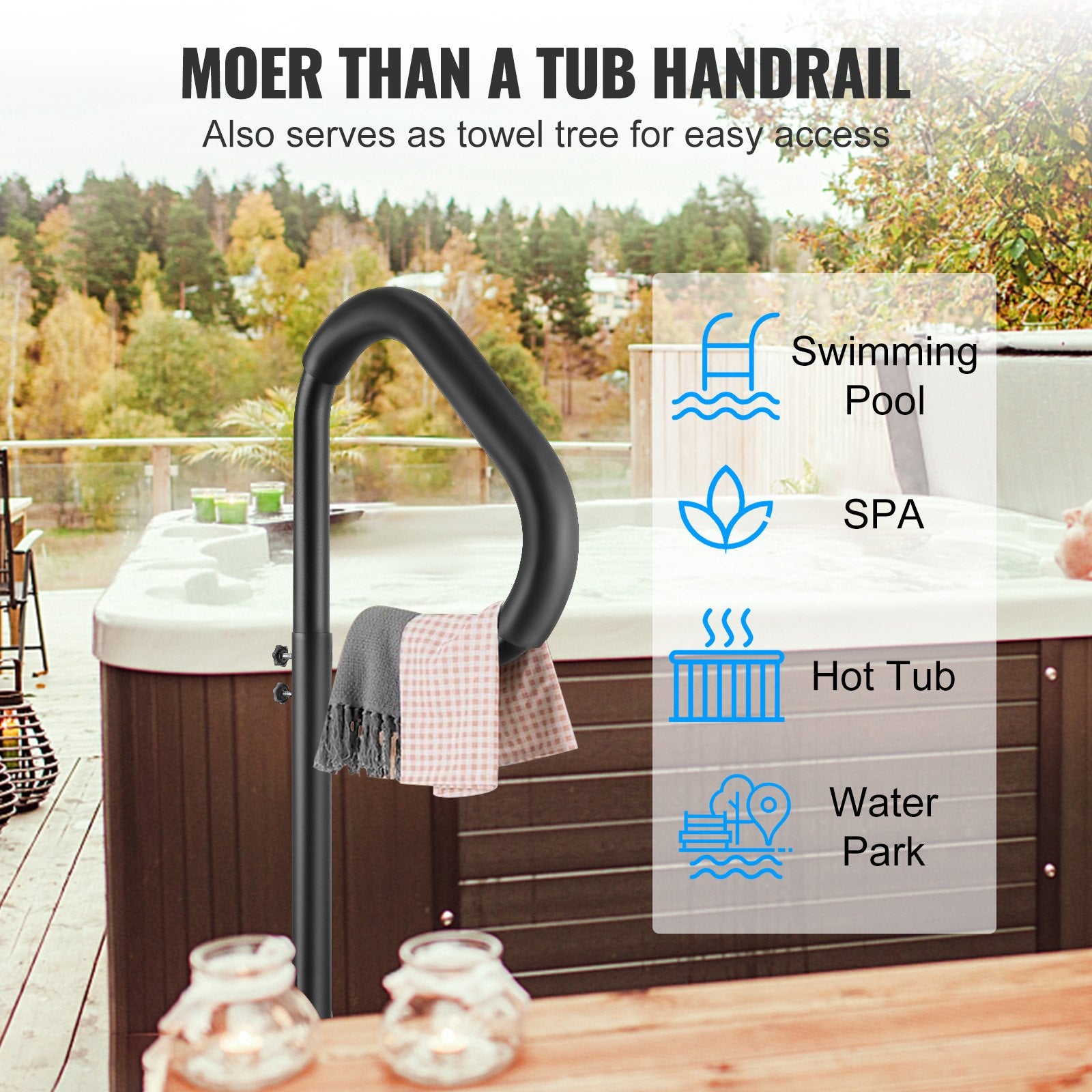 Hot Tub Handrail, 360 Rotatable Spa Side Handrail with 35