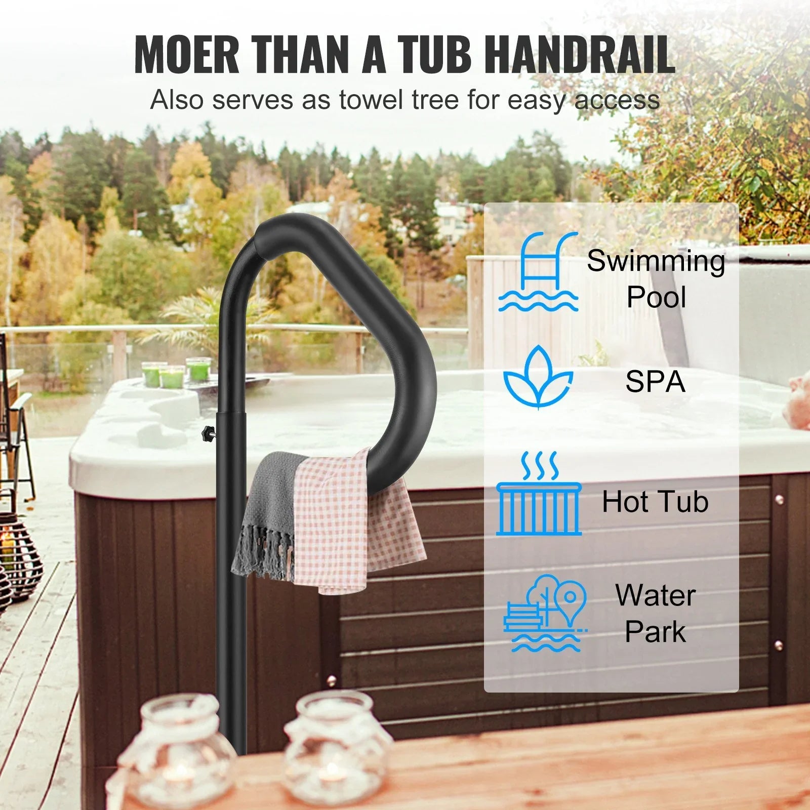 Hot Tub Handrail, 360 Rotatable Spa Side Handrail with 48