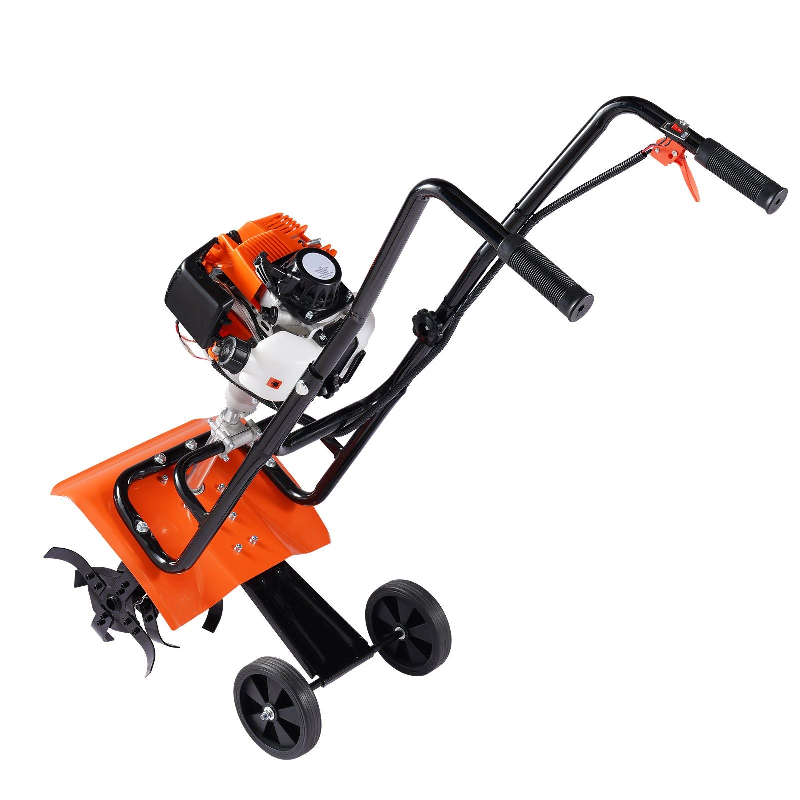 Tiller Cultivator Gas Powered, 31CC 4-Stroke Garden Cultivator, Tiller with 4 Steel Adjustable Front Tines for Lawn, Garden and Field Soil Cultivation
