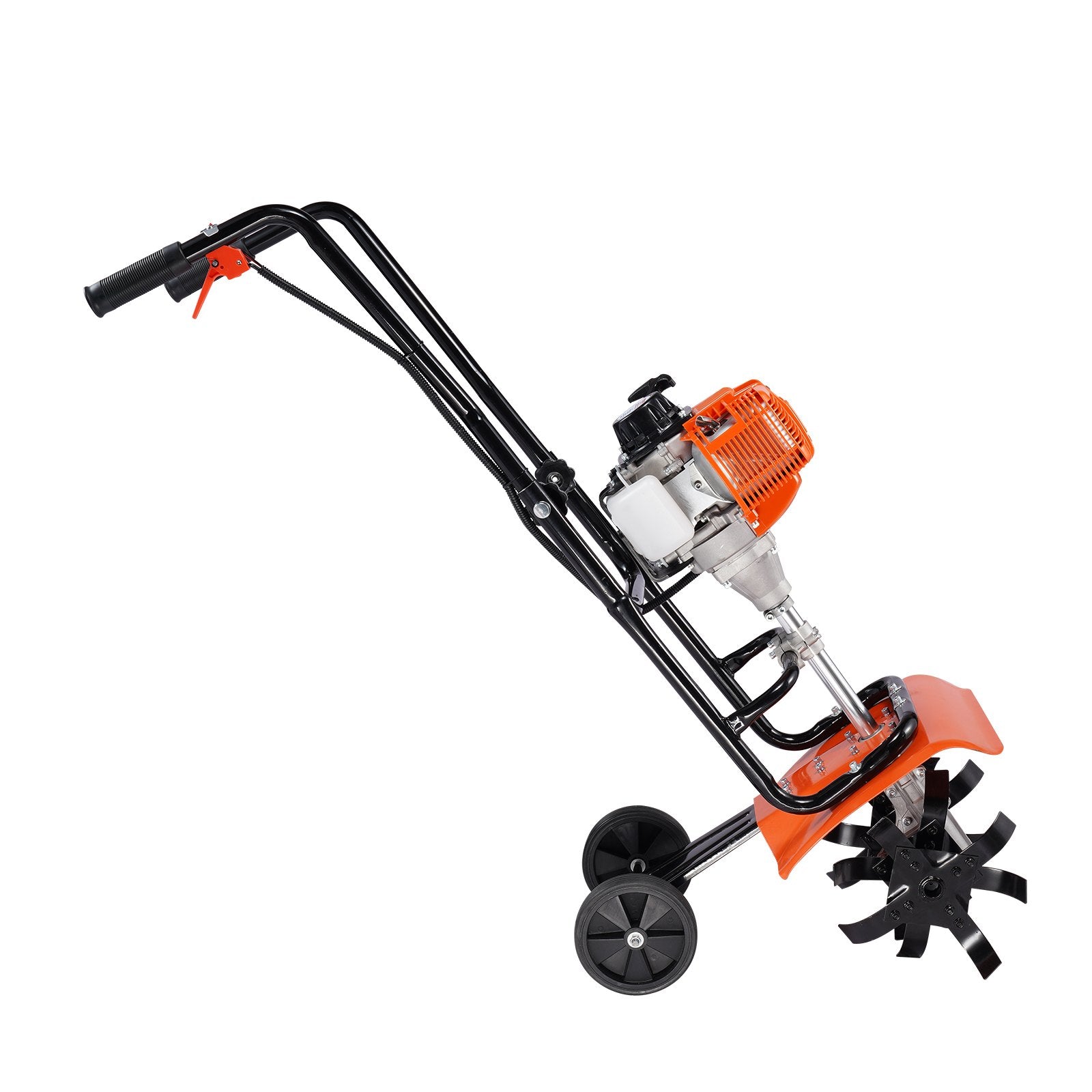 Tiller Cultivator Gas Powered, 31CC 4-Stroke Garden Cultivator, Tiller with 4 Steel Adjustable Front Tines for Lawn, Garden and Field Soil Cultivation