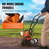 Tiller Cultivator Gas Powered, 43CC 2-Stroke Garden Cultivator, Tiller with 4 Steel Adjustable Front Tines for Lawn, Garden and Field Soil Cultivation