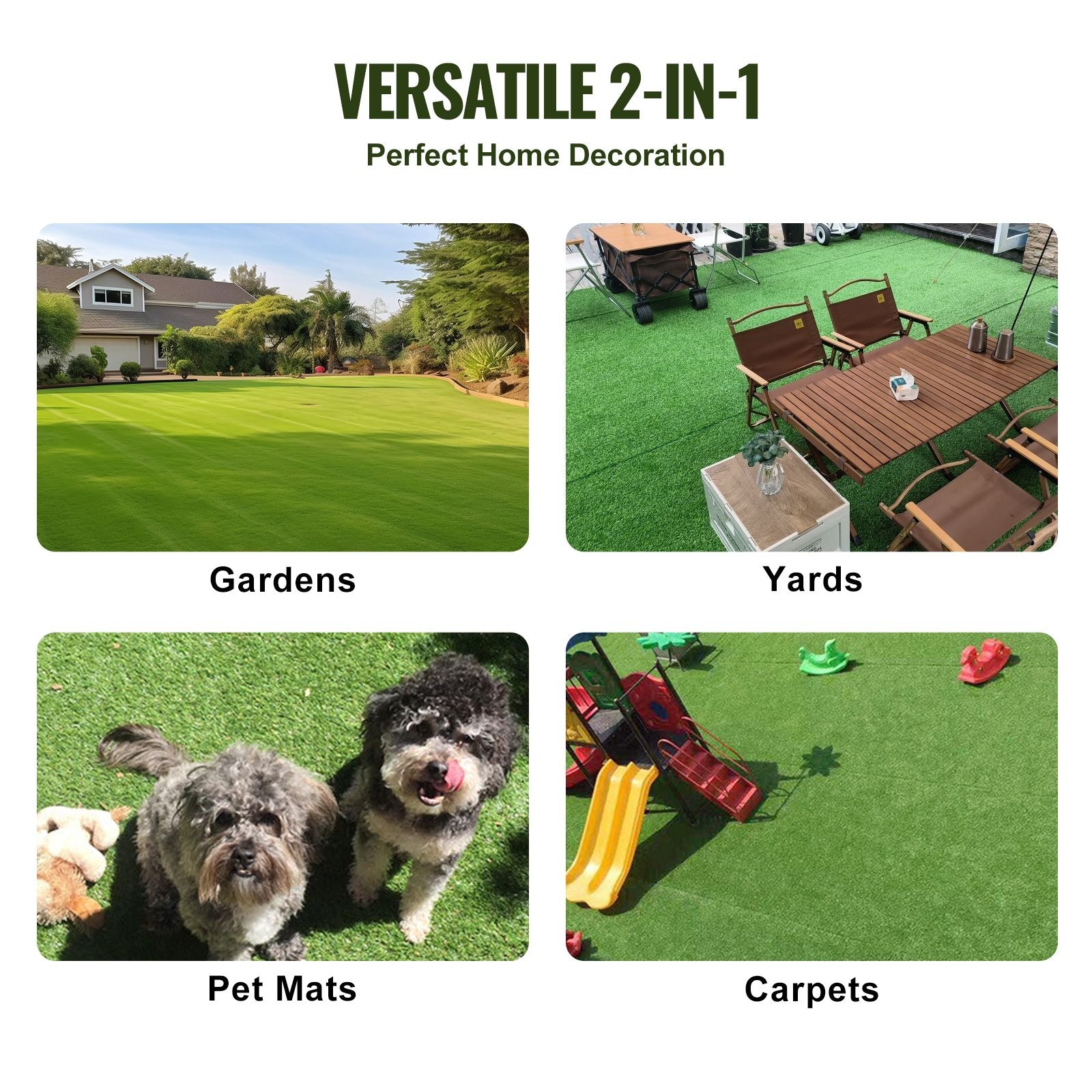 Artifical Grass, 6 x 10 ft Rug Green Turf, 1.38