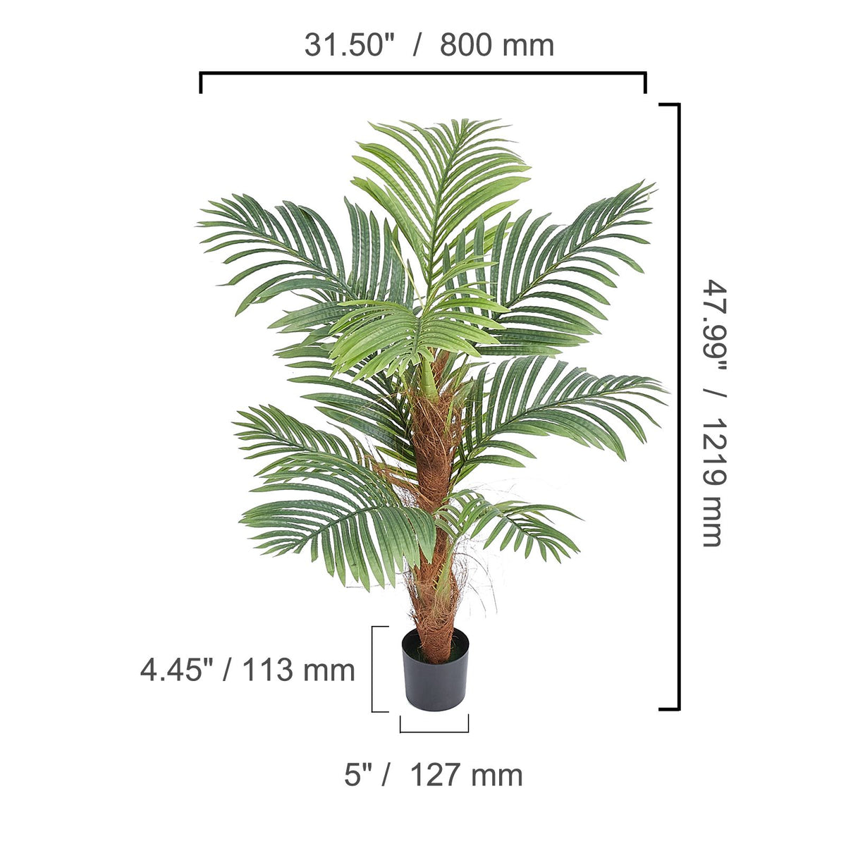 1219mm Artificial Palm Tree Faux Plant PE Greenery Indoor Outdoor Decor