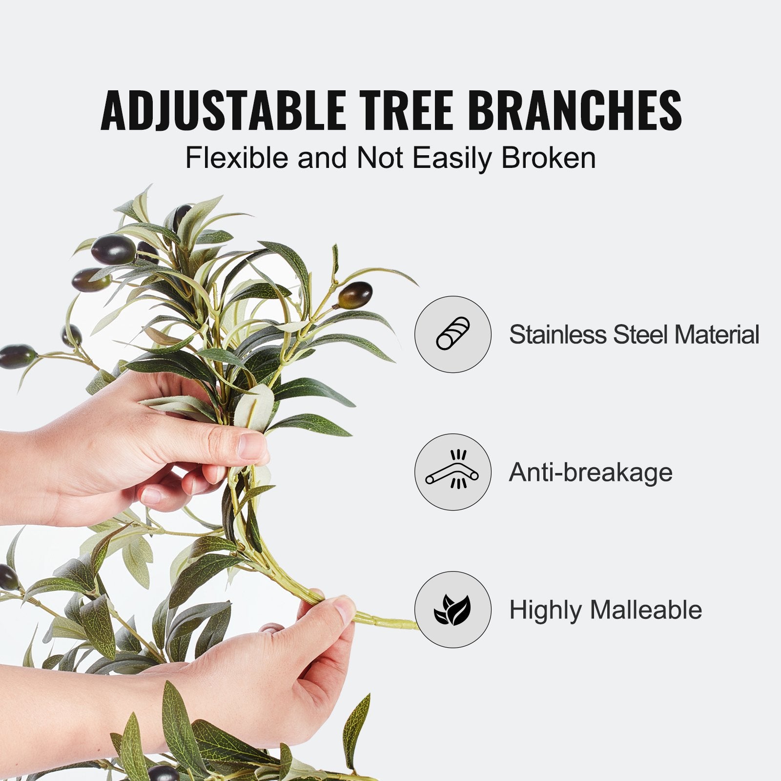 VEVOR Artificial Olive Tree, 15.2cm Tall Faux Plant, Secure PE Material & Anti-Tip Tilt Protection Low-Maintenance Plant, Lifelike Green Fake Potted Tree for Home Office Warehouse Decor Indoor Outdoor