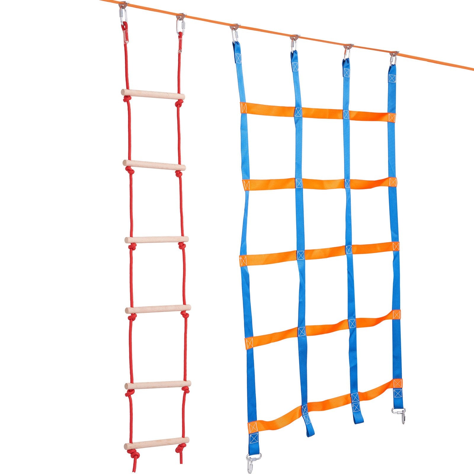 Ninja Warrior Obstacle Course for Kids, 15.24 m Weatherproof Slacklines, 500lbs Weight Capacity Monkey Line, Outdoor Playset Equipment, Backyard Toys Training Equipment Set with 10 Obstacles