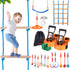 Ninja Warrior Obstacle Course for Kids, 2 x 17m Weatherproof Slacklines, 227kg Weight Capacity Monkey Line, Outdoor Playset Equipment, Backyard Toys Training Equipment Set with 12 Obstacles