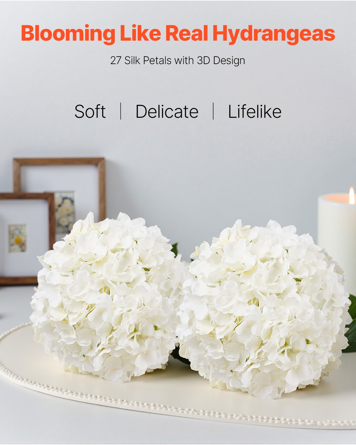 Artificial Flowers, 105 pcs Real Looking White Silk Fake Hydrangea Bulk, White Faux Bridal Shower with Stems for DIY Wedding Bouquets, Home Centerpieces Arrangements, Party Tables Decorations